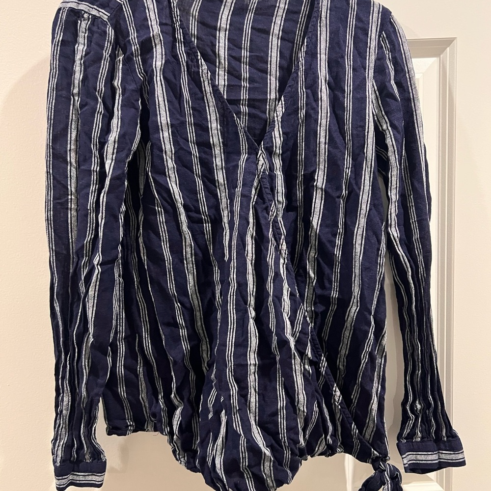 Maternity GAP Navy and White Linen Top